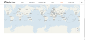 Overzicht van herkomst dna over de wereldkaart